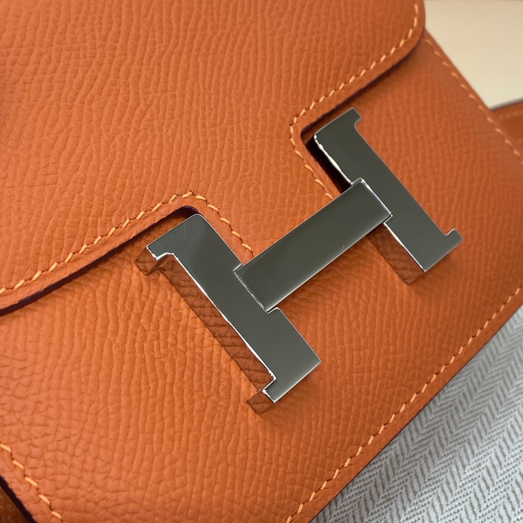 Hermes Constance Slim Wallet Belt Bag In Feu Orange Epsom Leather